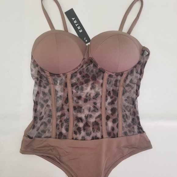 LEOPARD MESH BUSTIER BODYSUIT - Picture 5 of 8